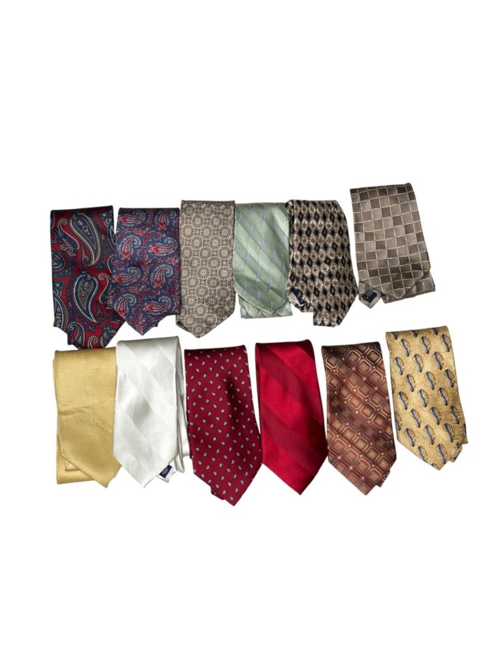 Stafford Mens Tie Lot Of 10 Assorted Colors & Patterns Silk Neckties